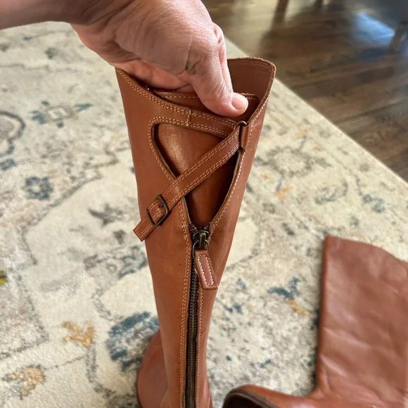 Free People Everly Equestrian Leather Knee-High Tan Boots 10 - Picture 6 of 16